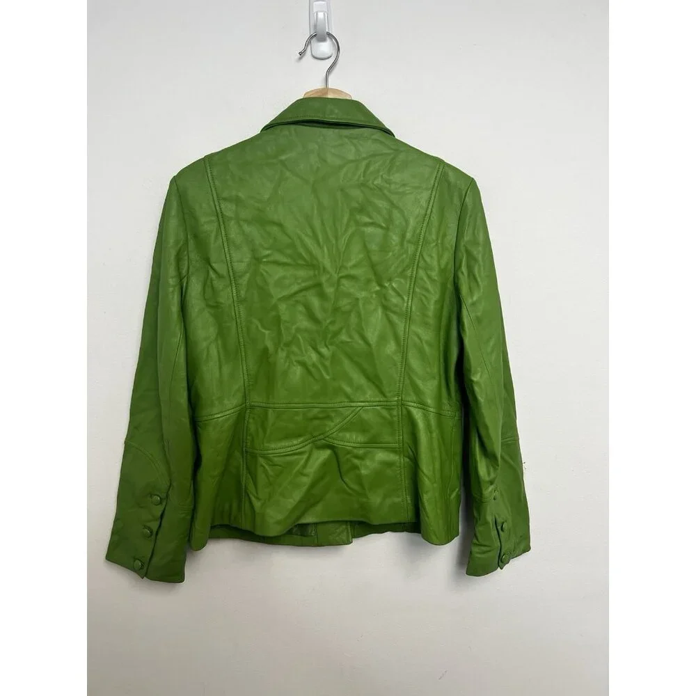 Susan Bristol Vintage Genuine Green Soft Leather Blazer Jacket Sz 10 - Picture 8 of 11